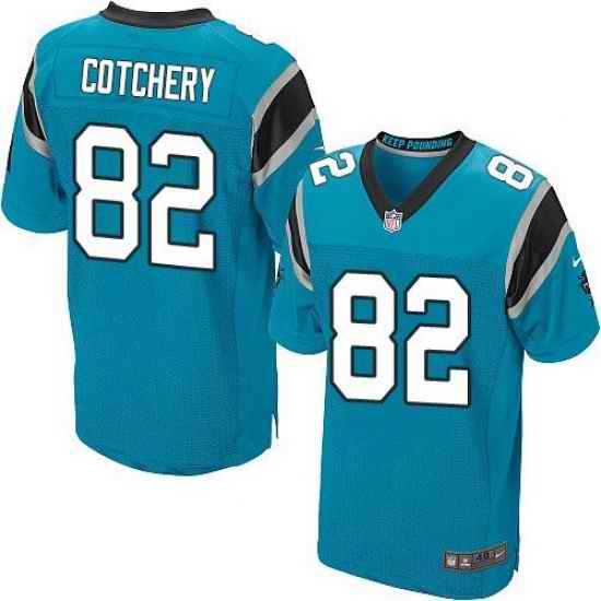 Nike Panthers #82 Jerricho Cotchery Blue Alternate Mens Stitched NFL Elite Jersey
